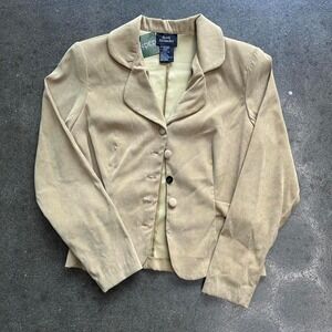 Vintage Brett Alixander Suede Size 10 XS Fit Beige Button Up Blazer